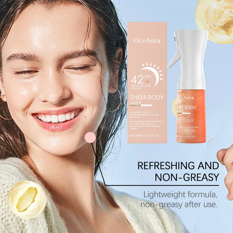 Image of Body Sunscreen Spray SPF42+ Sunblock Powerful Protect Body UVA/UVB Resistance Sunburn Spot Whitening Waterproof Body Sunscreen